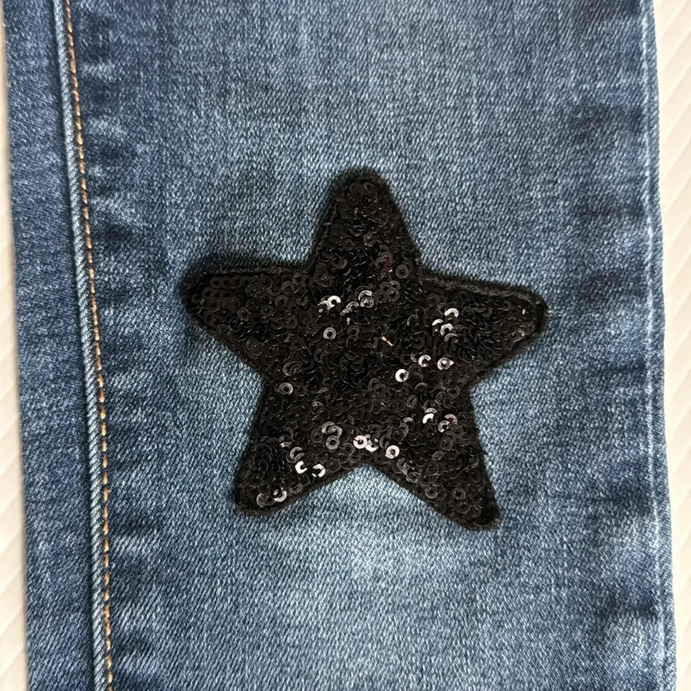 Old Navy Rockstar Jeggings with black sequins star patch.  Girls size 10